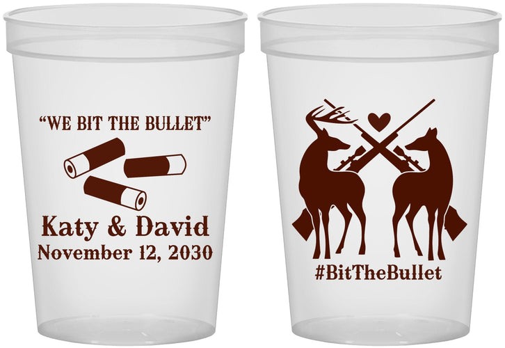Custom Wedding 16 oz Translucent Cups - We Bit The Bullet | 343