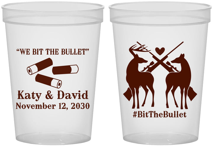 Custom Wedding 16 oz Translucent Cups - We Bit The Bullet | 343