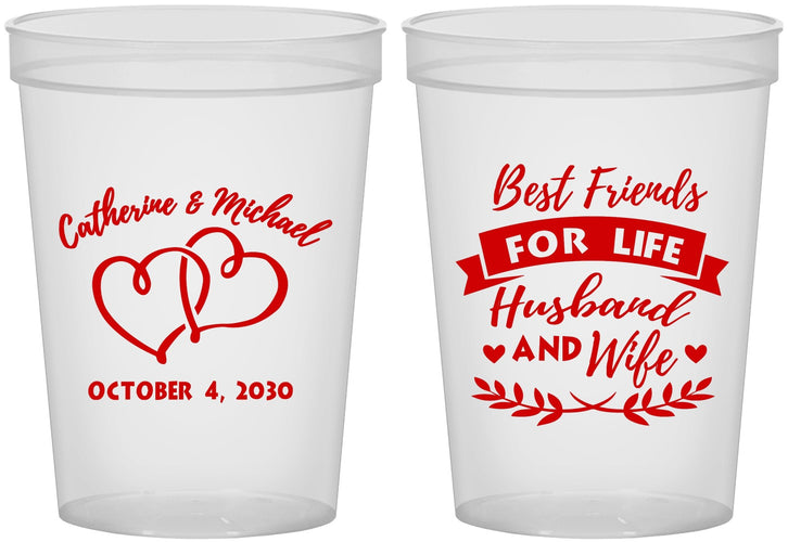 Custom Wedding 16 oz Translucent Cups - Best Friends For Life | 349