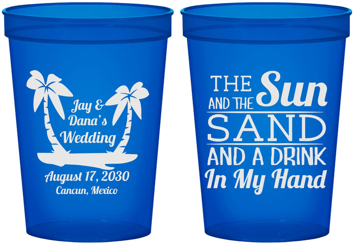 Custom Wedding 16 oz Translucent Cups - Beach | 350