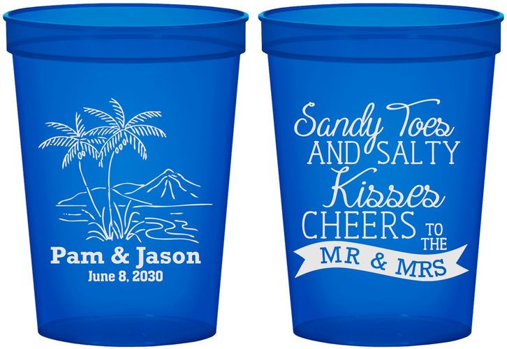 Custom Wedding 16 oz Translucent Cups - Beach | 358