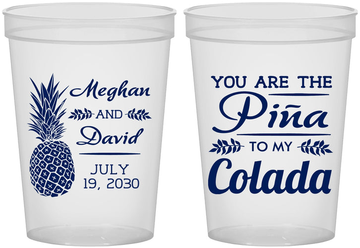 Custom Wedding 16 oz Translucent Cups - Pina Colada | 364