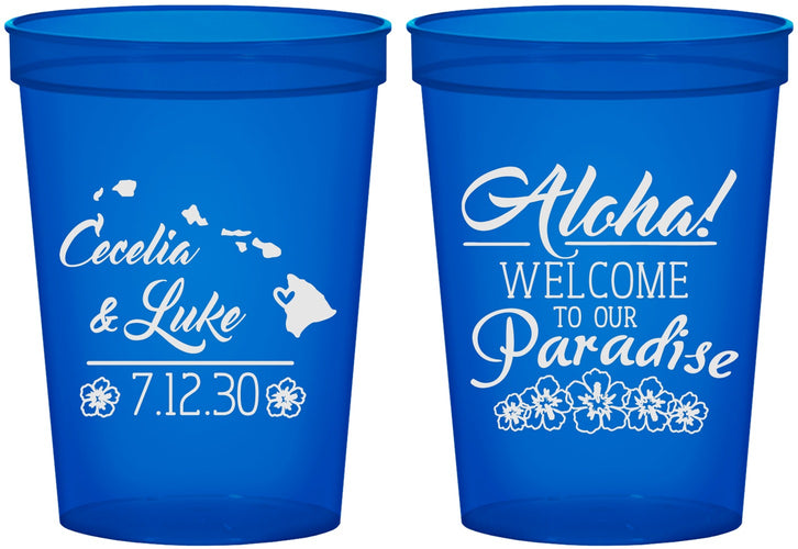 Custom Wedding 16 oz Translucent Cups - Hawaii | 365