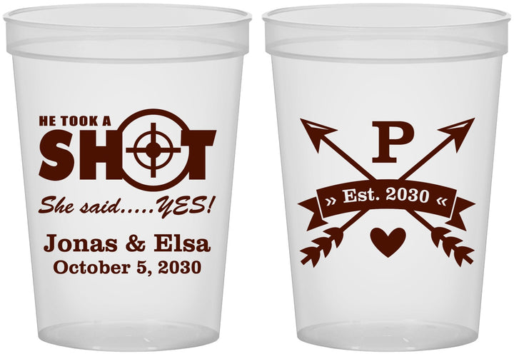 Custom Wedding 16 oz Translucent Cups - Take A Shot She Said Yes | 370