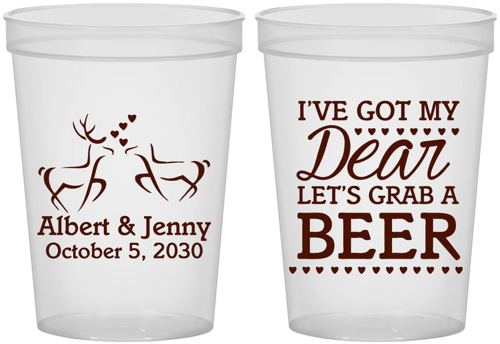 Custom Wedding 16 oz Translucent Cups - Dear Beer | 372