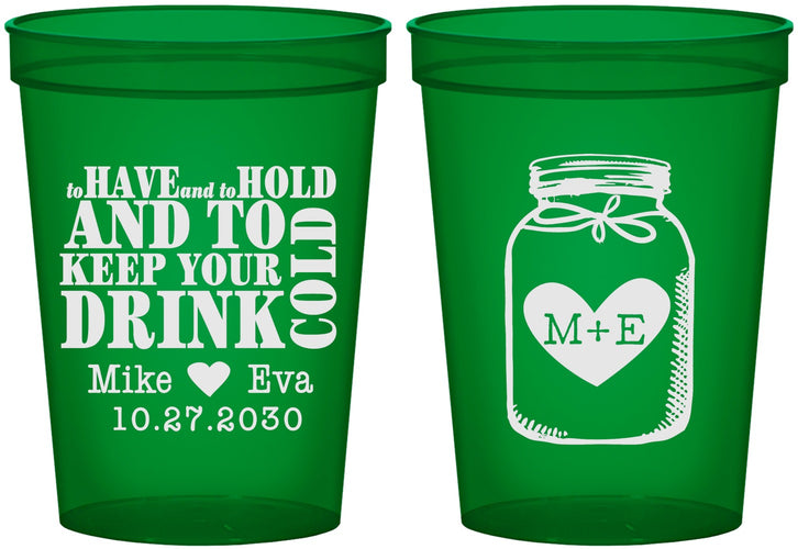Custom Wedding 16 oz Translucent Cups - Mason Jar | 373