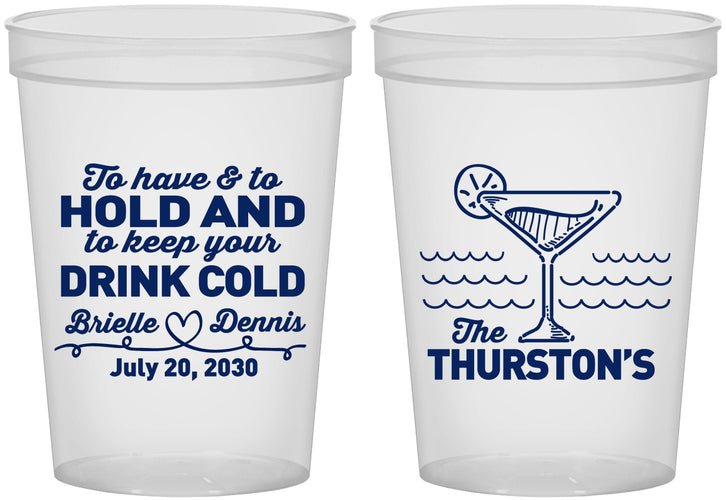 Custom Wedding 16 oz Translucent Cups - To Have And To Hold | 375