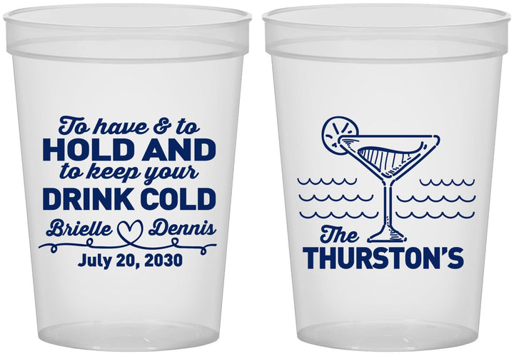 Custom Wedding 16 oz Translucent Cups - To Have And To Hold | 375