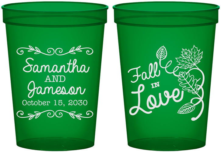 Custom Wedding 16 oz Translucent Cups - Fall In Love | 377