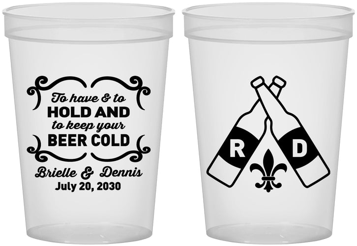 Custom Wedding 16 oz Translucent Cups - Fleur De Lis | 378