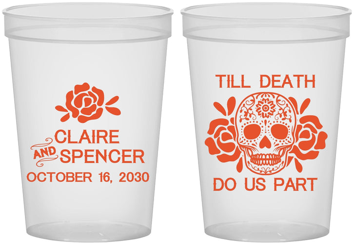 Custom Wedding 16 oz Translucent Cups - Till Death Do Us Part | 380