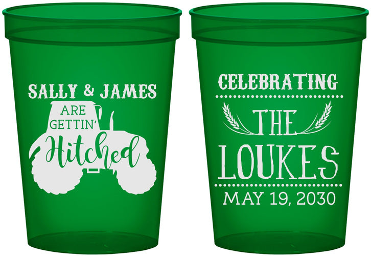 Custom Wedding 16 oz Translucent Cups - Tractor | 381