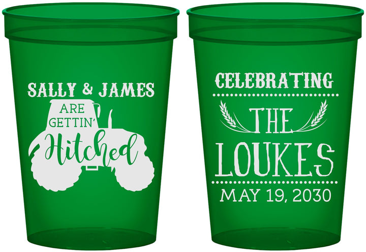 Custom Wedding 16 oz Translucent Cups - Tractor | 381