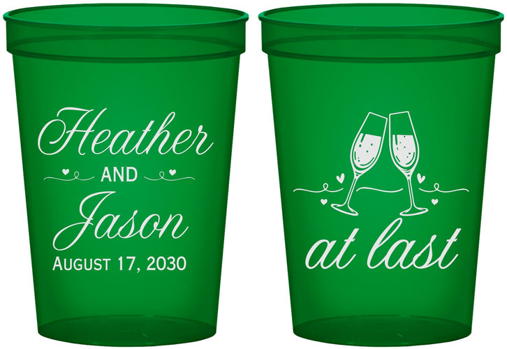 Custom Wedding 16 oz Translucent Cups - At Last | 382