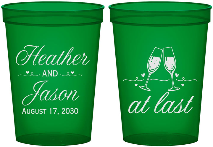 Custom Wedding 16 oz Translucent Cups - At Last | 382