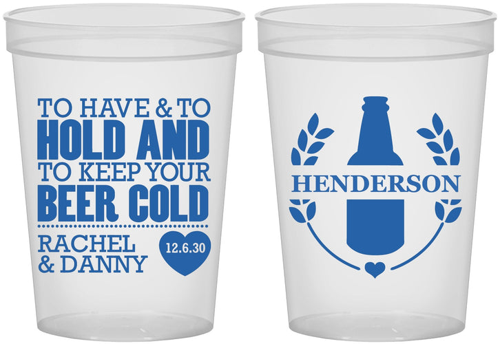 Custom Wedding 16 oz Translucent Cups - To Have And To Hold | 384