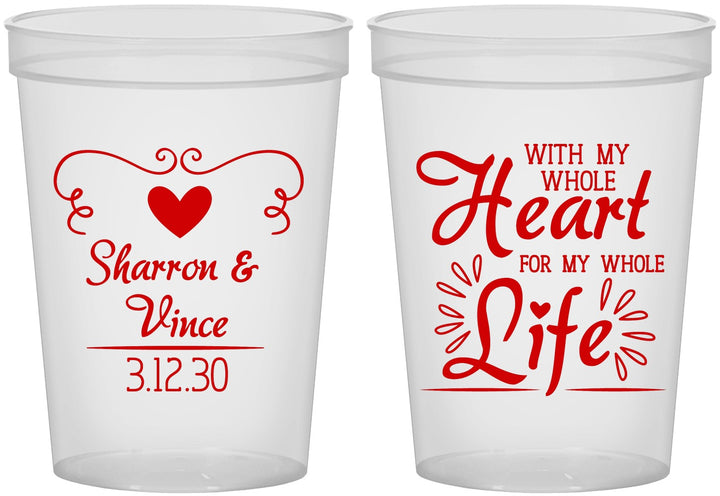 Custom Wedding 16 oz Translucent Cups - Heart Life | 387