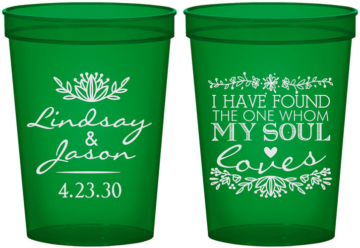 Custom Wedding 16 oz Translucent Cups - Found My Soul | 390