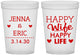 Custom Wedding 16 oz Translucent Cups - Happy Wife Happy Life | 393