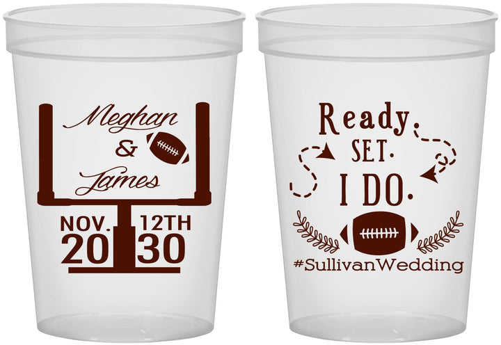 Custom Wedding 16 oz Translucent Cups - Football | 394