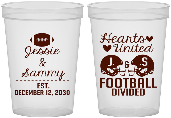Custom Wedding 16 oz Translucent Cups - Hearts United Football | 395