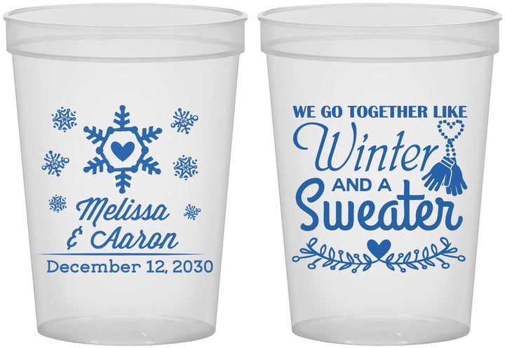 Custom Wedding 16 oz Translucent Cups - Christmas Winter | 399