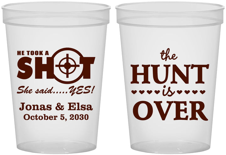 Custom Wedding 16 oz Translucent Cups - The Hunt Is Over | 400