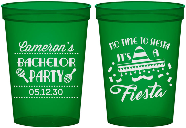 Custom Bachelor Party 16 oz Translucent Cups - Siesta Fiesta Mexican | 40000