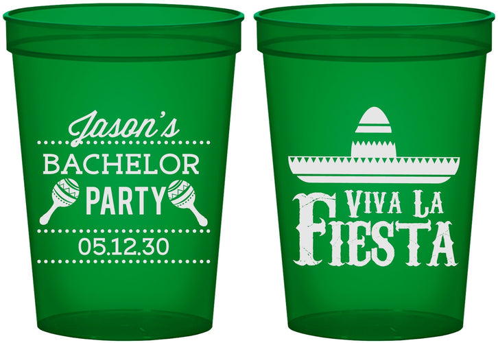 Custom Bachelor Party 16 oz Translucent Cups - Viva La Fiesta Mexican | 40001