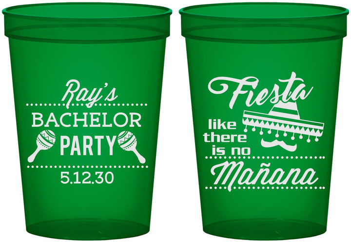 Custom Bachelor Party 16 oz Translucent Cups - Fiesta No Manana | 40002