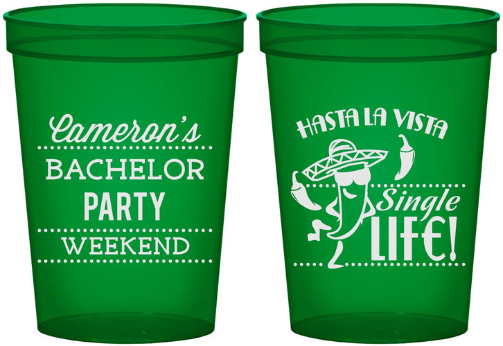 Custom Bachelor Party 16 oz Translucent Cups - Hast La Vista Single Life | 40003