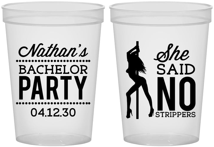 Custom Bachelor Party 16 oz Translucent Cups - She Said No Strip Club | 40005