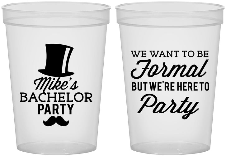 Custom Bachelor Party 16 oz Translucent Cups - Formal | 40007