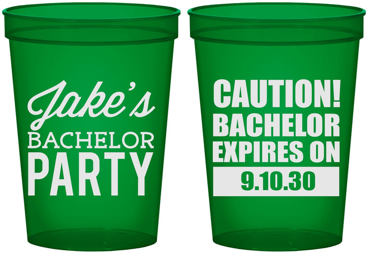 Custom Bachelor Party 16 oz Translucent Cups - Caution Expires On | 40009