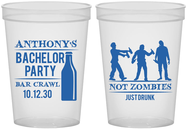 Custom Bachelor Party 16 oz Translucent Cups - Bar Crawl | 40010