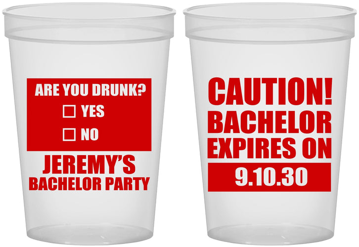 Custom Bachelor Party 16 oz Translucent Cups - Caution Expires On | 40012
