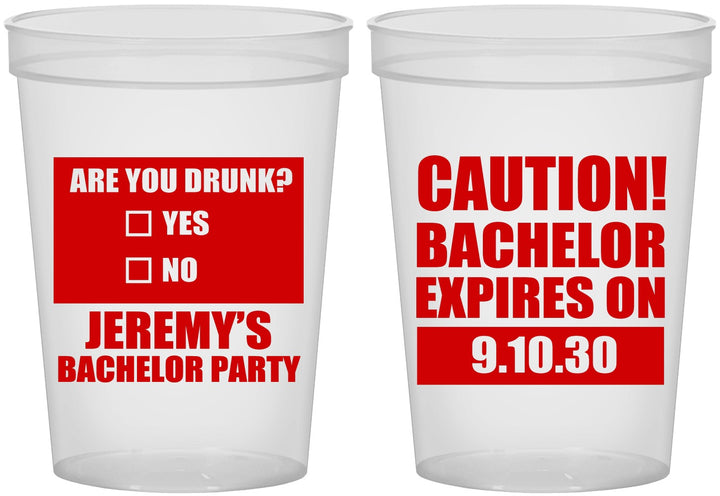 Custom Bachelor Party 16 oz Translucent Cups - Caution Expires On | 40012