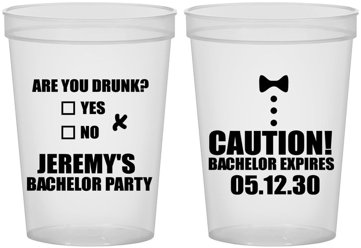 Custom Bachelor Party 16 oz Translucent Cups - Caution Expires On | 40013
