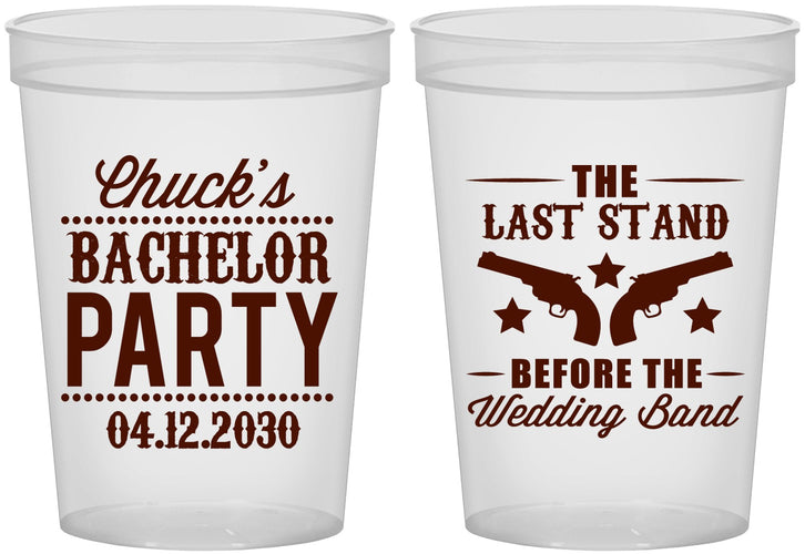 Custom Bachelor Party 16 oz Translucent Cups - Last Stand Wedding Bands | 40015
