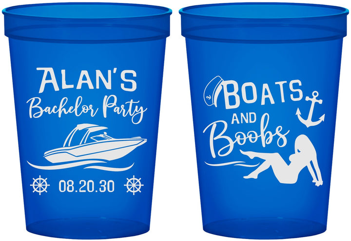 Custom Bachelor Party 16 oz Translucent Cups - Nautical Boats | 40021
