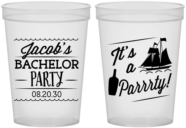 Custom Bachelor Party 16 oz Translucent Cups - Boat | 40023