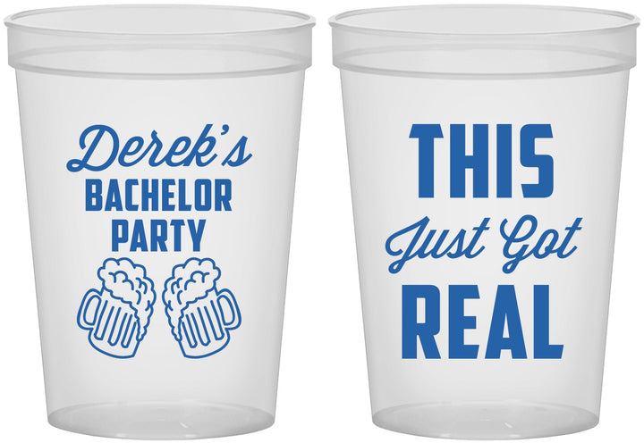 Custom Bachelor Party 16 oz Translucent Cups - Just Got Real | 40024
