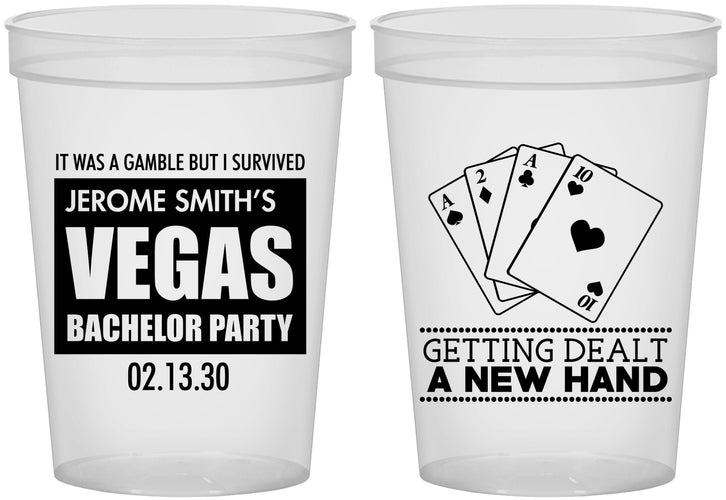 Custom Bachelor Party 16 oz Translucent Cups - Las Vegas | 40026