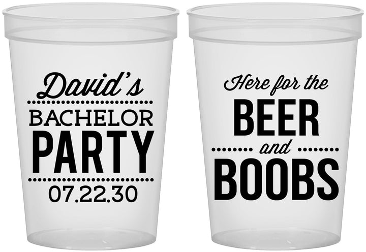 Custom Bachelor Party 16 oz Translucent Cups - Beer And Boobs | 40027