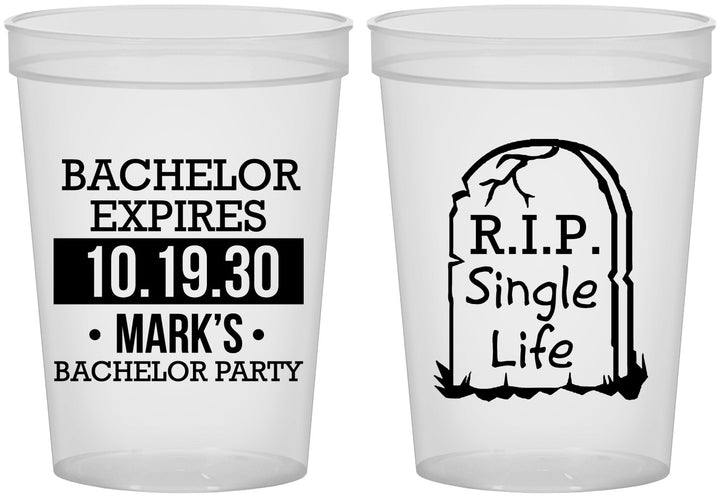 Custom Bachelor Party 16 oz Translucent Cups - Rip Single Life | 40028