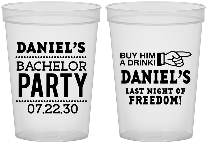 Custom Bachelor Party 16 oz Translucent Cups - Last Night Of Freedom | 40029