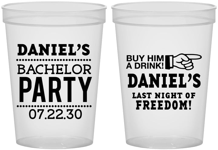 Custom Bachelor Party 16 oz Translucent Cups - Last Night Of Freedom | 40029