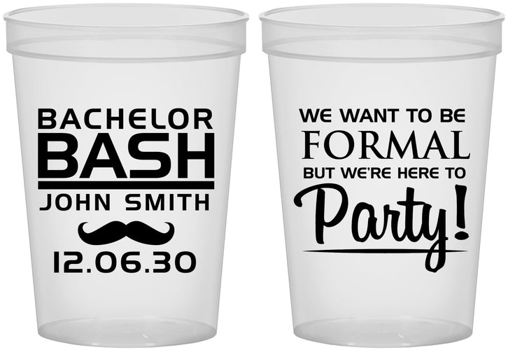 Custom Bachelor Party 16 oz Translucent Cups - Formal | 40030
