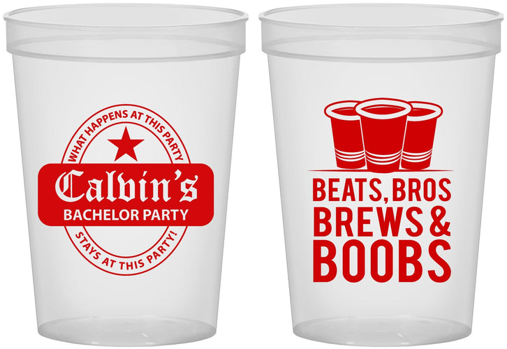 Custom Bachelor Party 16 oz Translucent Cups - Brews And Boobs | 40031