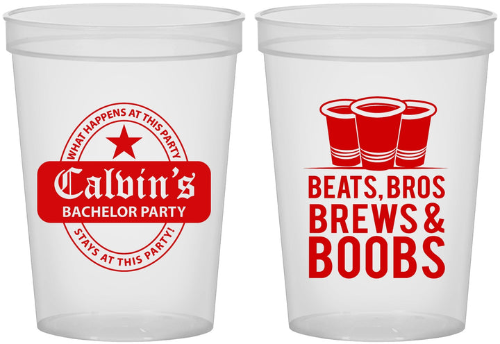 Custom Bachelor Party 16 oz Translucent Cups - Brews And Boobs | 40031
